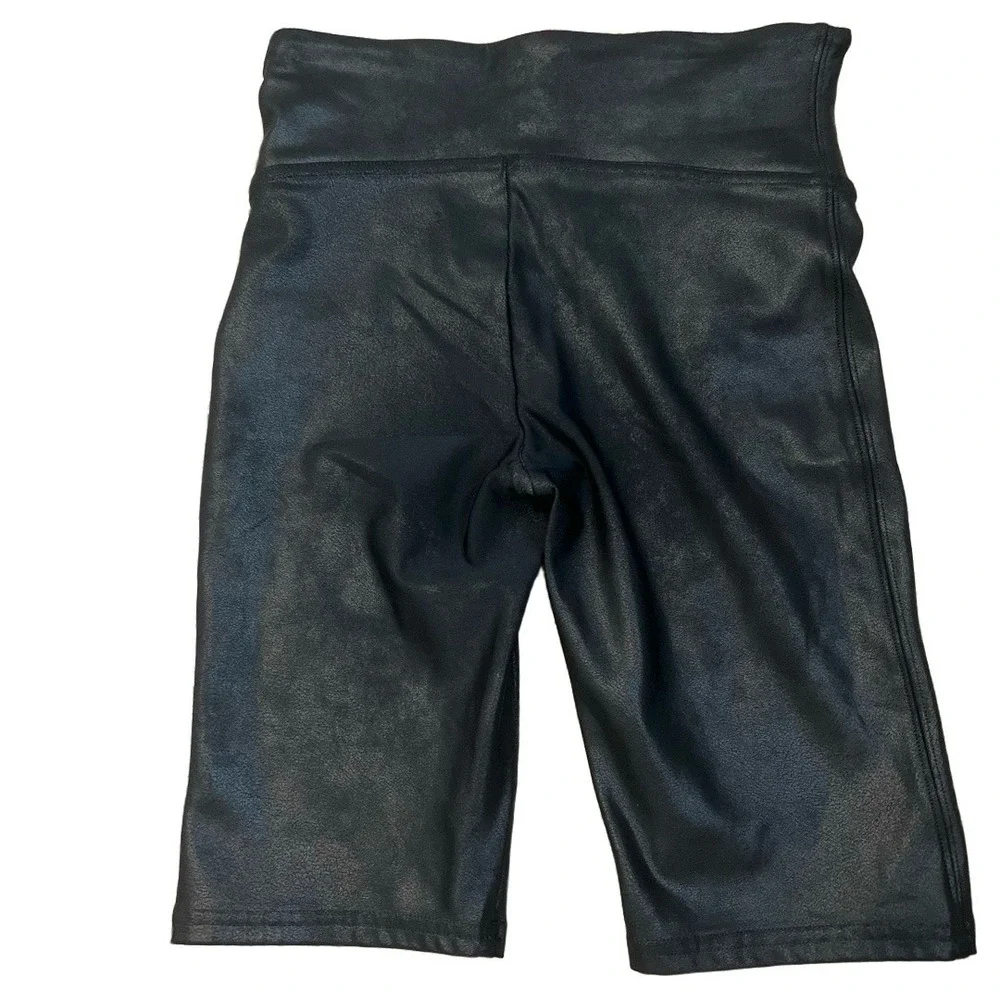 Spanx Shorts‎ Black Biker High Waisted FauxLeather 7
